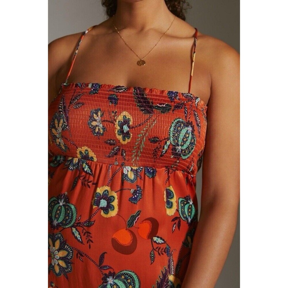 NWT Maeve Multicolor Maxi Dress XL Sleeveless Floral Smocked Cross Back - Picture 3 of 13